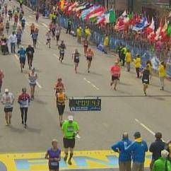 Boston Marathon at the time of the initial explosion